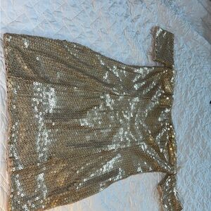 Gold Sequin Off-Shoulder Dress